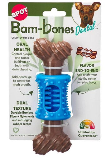 🦴 SPOT Bam-Bones Plus – Hueso Masticable con Centro Masajeador Sabor Tocino