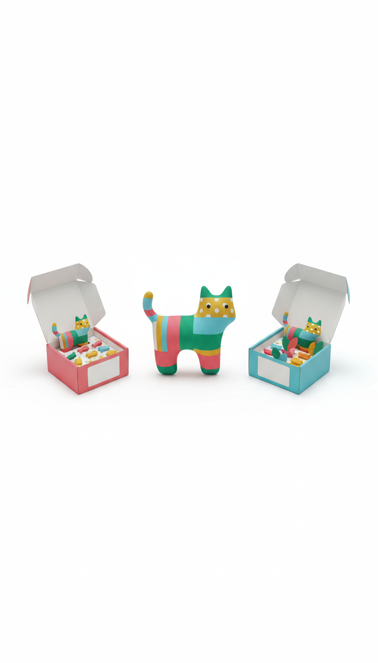 Juguete de peluche con patrones gráficos para gatos