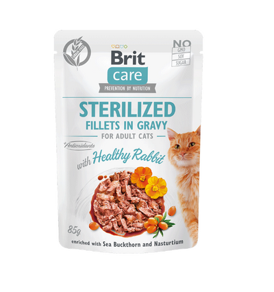 Brit Care Cat Pouch Sterilized - Fillets in Gravy with Healthy Rabbit