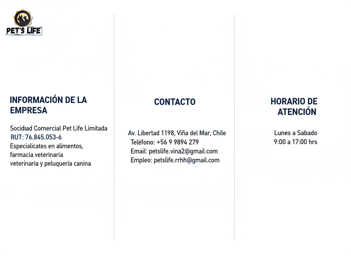 Banner de información de Pet's Life