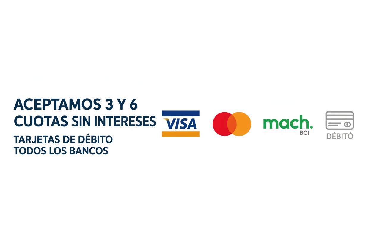CREACION DE AVISO, FORMA DE PAGO, TARJETA VISA, MASTER CARD, TARJETA MACH/BCI, TARJETA DE DEBITO TODOS LOS BANCOS, ACEPTAMOS 3 Y 6 CUOTAS SIN INTERESES. LAS IMAGENES QUE SEAN CRADAS GRANDES Y VERDADERAS DEL BANCO VISA Y MASTER CARD. QUE SE VEA PROFESIONAL