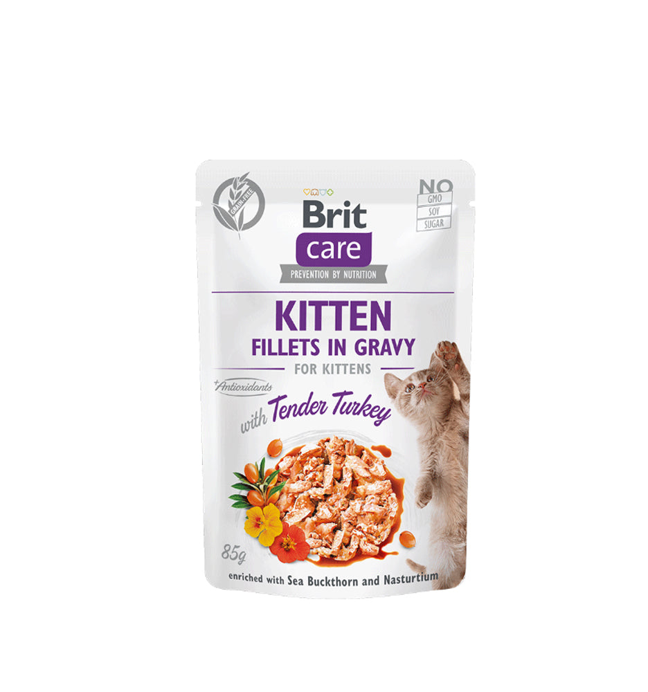 Brit Care Cat Pouch - Kitten Fillets in Gravy with Tender Turkey
