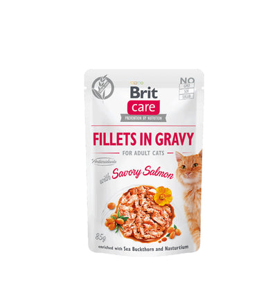 Brit Care Cat Pouch - Fillets in Gravy with Savory Salmon